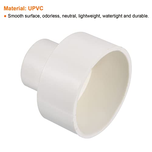 PATIKIL PVC Reducer Pipe Fitting 75x40mm, Straight Coupling Adapter Connector, White, 75mm x 40mm - Image 4