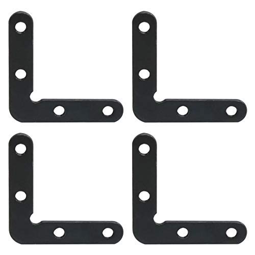 4pcs Flat Corner Bracket 38 x 38 mm Black Metal Corner Bracket Right