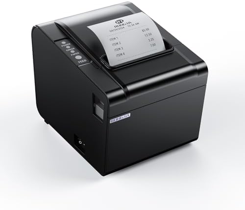 Rongta Receipt Printer, 80mm Thermal Printer ESC/POS, Restaurant Kitchen Printer with Auto Cutter Support Cash Drawer,Ethernet Receipts Printer for Small Business,Not for Square, Uber Eats, Doordash