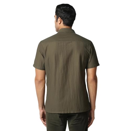 Image of Blackberrys Men's Tencel-Blend Textured Relaxed Fit Casual Shirts