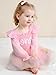 DLLYING 1st First Birthday Outfit Girl Baby Fall Winter Long Sleeve Smocked 1 One Year Old Onesie Bodysuit Romper Tulle Dress + Headband Cake Smash Photo Shoot Clothes Pink Embroidery 12-18M