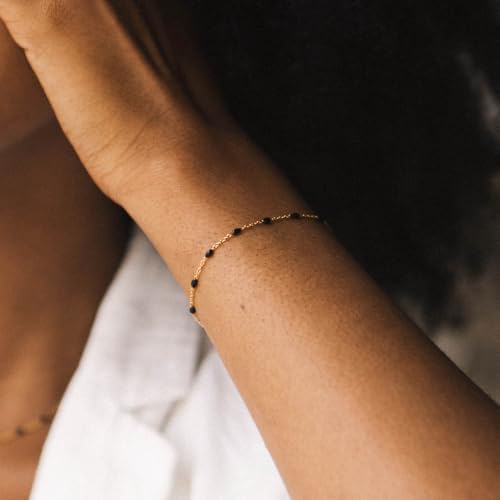 Bougie bijou Monoï des Îles avec bracelet doré perles noires MY JOLIE CANDLE