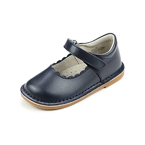 L'Amour Caitlin Scalloped Stitch Down Mary Jane (Toddler 4, Navy)