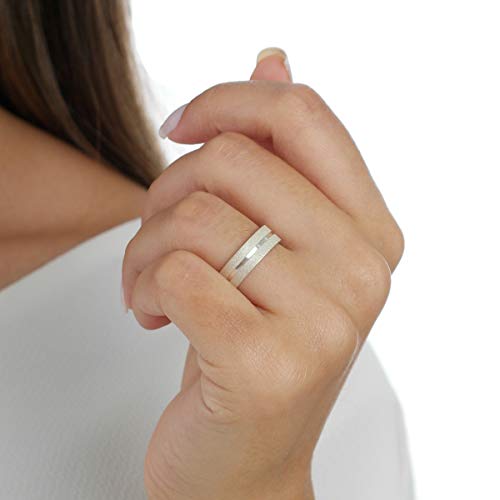 Par Aliança Prata Diamantada Frisos E Pedra Zirconia 4mm