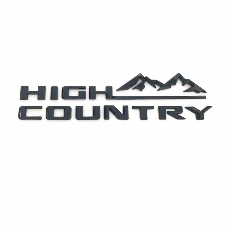 Image of 2Pcs High Country Emblems Side Door Letter Logo Car Badge Nameplate Replacement for 2019-2025 Tahoe Silverado (2Pcs Side Emblems - Glossy Black)