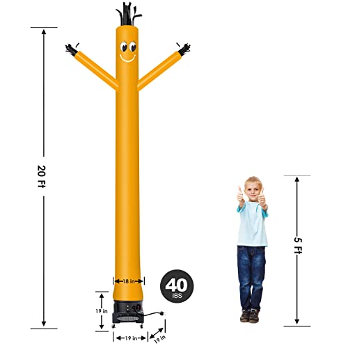 Image of MOUNTO 20ft Air Inflatable Tube Guy Puppet Dancing Man with 1HP Blower Complete Set (Yellow)
