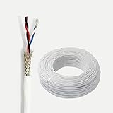 4-Core 18 Gauge Shielded Cable(2 Twisted Pairs) 18-28 AWG FEP Insulated Multi-Strand Tinned Copper Wire, High-Temp -60°C to +200°C, 600V Signal & Power Wire for Sensors, Motors, Marine(32ft,26AWG)