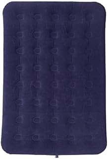 Mountain Warehouse Double Flocked Airbed - Compact Camping Air Mattress, Double Valve Stopper Navy