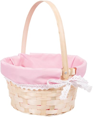 Easter Egg Hunt Gift Basket for Kids, Pink Wicker, Flower Crafts (Pink)