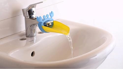 Image of AKOAK 1 Pack Faucet Extender Children Hand Washing Device Cute Cartoon Baby Hand Washing Water Tool Children Hand Washing Assistant Device Extension Device(Blue and Yellow)