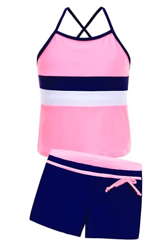 Image of Akokvlar Girls Two Piece Bathing Suit Swimsuit Tankini Swimwear with Boyshort