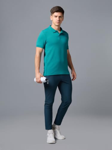 Image of TECHNOSPORT Men's Regular Fit Half Sleeve Polo T-Shirt with Collar, ELASTO Plus Quick Dry Moisture Wicking Polo Tee for Gym Sports Golf and Casual Wear