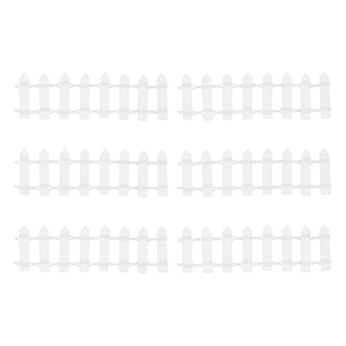 M METERXITY 6-Pack Miniature Fairy Garden Fence, 3.74 Inch 9.5x3cm Wooden DIY Small Wood Decorative Picket Fence for Dollhouse/Crafts/Diorama Project, Micro Landscape Ornaments [White]