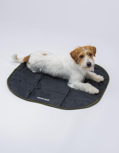 United Pets Lazy Dog Mat - Cuccia Portatile Per Cani Pieghevole, Materassino Da Ristorante E Da Viaggio, Tappetino Cuccia Leggero, Colore Nero Verde