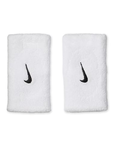 Nike Swoosh Classic Doublewide Wristbands 2er Pack Schweißbänder Tennis Fitness Running Handgelenkbänder breit White/Black One Size