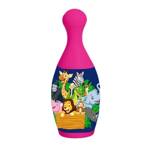 Play and Seek Kids Jungle Bowling Pins Toy Set for Indoor Outdoor Learning Fun Educational Active Playtime Entertainment Ideal for Boys Girls (Pink)-image-11