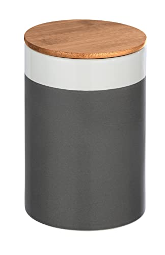 WENKO Aufbewahrungsdose Malta 1,45 l hochwertige Keramik, Vorratsdose, Frischhaltedose mit Bambusdeckel und Silikonring luftdicht & aromafrisch, 1.45 l Multicolor 18.5 x 12.5 x 12.5 cm