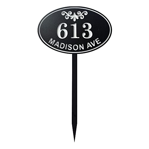 Carvature House Number Sign For Yard, Personalized Address Plaque With Stake For Outside Lawn, Home Address Yard Sign With 18” Stake Made Of Rustproof All-Weather Polyethylene (Choose From 2 Sizes) #TOP8