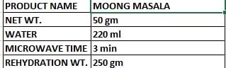 KDI Store Moong Masala, USDA Organic Ready to Eat Lentil Curry, Freeze Dried Indian Food, Fully Cooked,50gm