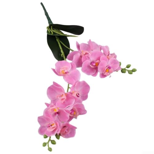 Orquídea artificial de mariposa con tallo realista para mesa de boda, hogar, interior, exterior, fiesta, oficina, decoración, 50 cm, aspecto realista, textura suave, plástico (rosa)