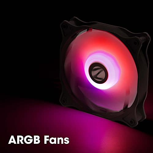 Image of ZEBRONICS ZEB-PGF500C 120mmx3 Premium Chassis ARGB Fans Combo Kit with RGB Controller, Remote, 35CFM Airflow, RGB Sync, Hydro Bearing, Inner Glow with 8 LEDs, ARGB Extender and Dual 3 Pin Connector.