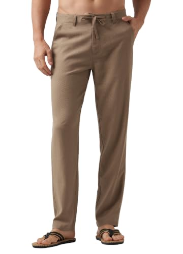 Image of Willit Men's Linen Pants Casual Lightweight Drawstring 29 inch 30 inch 32 inch