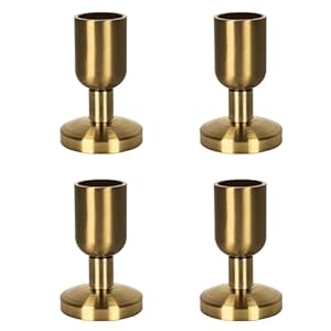 Vintage Gold Taper Candle Holders Set of 4, Gold Candle Stick Holders for Dining Table, Wedding Centerpiece, or Festive Mantel Decor