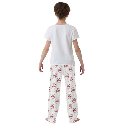 ZZXXB Winter Penguin Stars Boys Long Pants Soft Trousers Elastic Waist Kids Lounge Bottoms with Pockets S-XL3