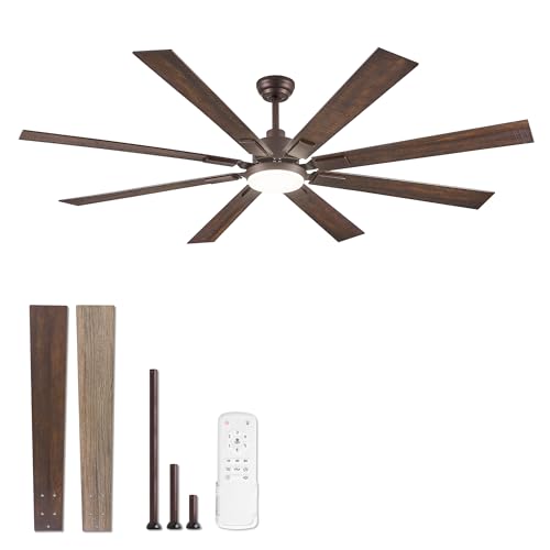 ZMISHIBO 72 inch Oil Rubbed Bronze Ceiling Fans with Lights and Remote, Indoor/Outdoor Farmhouse Ceiling Fan for Living Room Patio, 6 Speed Reversible Quiet DC Motor, 3CCT, Dual Finish Blades