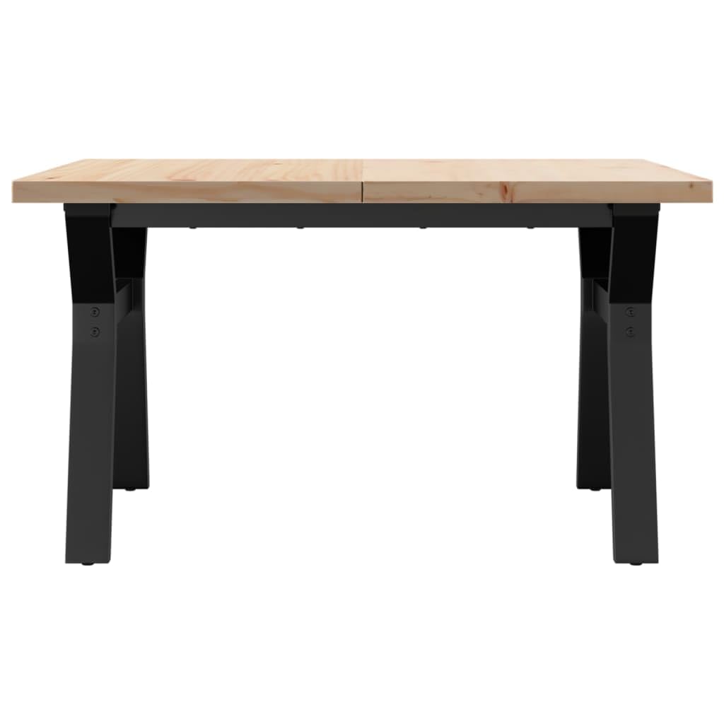Stolik kawowy z litego drewna sosnowego ze stalowym stelażem, 80 x 80 x 45,5 cm, prostokątny, stabilny i trwały, do salonu, jadalni, kuchni, mebli do siedzenia