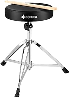 Donner Drum Throne Set, Padded Seat Height Adjustable Drum Stools, 5A Drumsticks Included, Multiple Iterations, Trusted Choice for Drummers