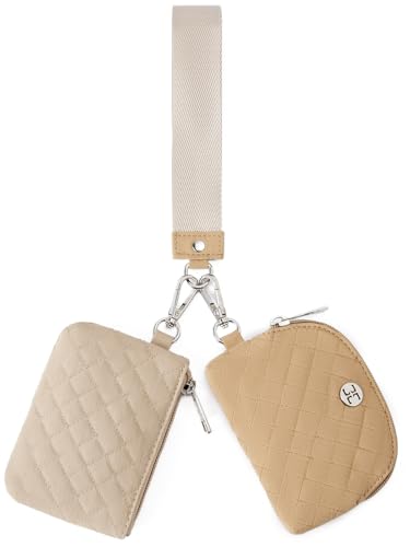 Telena Mini Wristlet Geldbörsen Damen kleine Portemonnaie mit Reißverschluss Münztasche Canvas Wallet für Sport