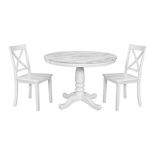 Kasue 5-Piece Round Dining Set With 1 41.7-Inch Table And 4 Chairs, Classic White Finish #TOP3