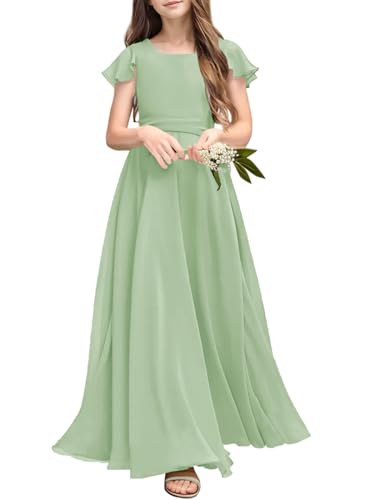 Fancy Girl Junior Bridesmaid Dresses Kids Sleeveless Cute Maxi Dress Teen Long Wedding Party Prom Gowns