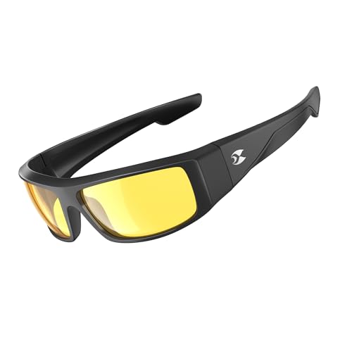 suoso Polarized Sports Sunglasses for Men: Night Driving Glasses Night Vision Glasses Anti Glare Yellow Sunglasses