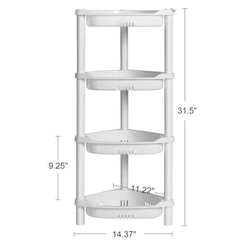 Elyken 4 Tier Shower Caddy Organizer Shelf Corner, 14.4 X 11.2 X 31.5 Inches, Rustproof, Plastic Shower Rack Stands For Inside Bathroom thumb #2