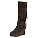FKoexedsny Bottes hautes pour femme - Grandes bottes d'hiver - Pompon - Loisirs - Pont - Talon automne - Thign - Bottes pour femme - Cuir, marron, 40 EU