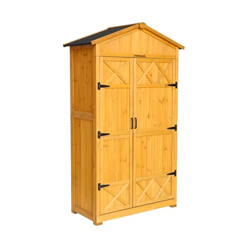 sweeek - Abri de Jardin 105 cm en Bois. 6 espaces de Rangement. L 105x P 55.5 x H 178.5cm