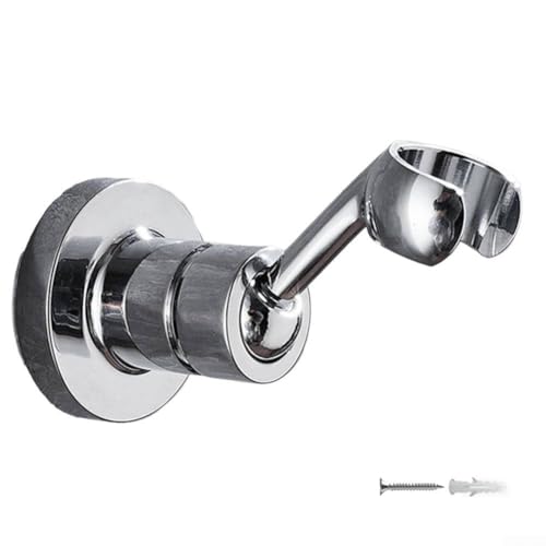 FACULX Supporto per soffione doccia girevole a 360°, con giunto sferico e viti di montaggio, staffa regolabile per installazione a parete del bagno (argento)