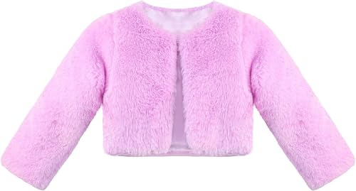 Image of Lilax Girls Cozy Faux Fur Long Sleeve Crew Neck Dress Coat