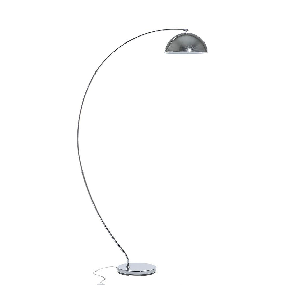 Beliani Lampada da Terra Metallo Argentato 188 cm Arco Base cromata Moderna