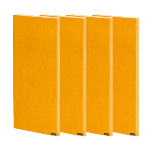 Image of Timber Acoustics | Sound Absorption Panels | Sound proofing for Room | Rockwool | Pine-wood | Room Acoustics & Soundproofing | Noise Absorber for Home | 2' x 4' x 1 inch [SET OF 4] NRC > 0.90 (Yellow)