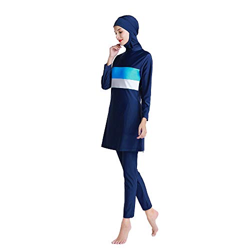 YEESAM Muslim Swimming Suits for Women Tummy Control Plus Size Full Coverage Islamic Modest Bathing Suits Burkini Stripes3