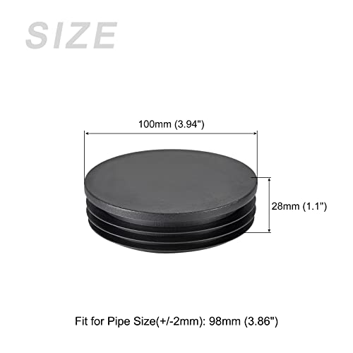 Image of METALLIXITY Round Post End Caps (3.94 inchx1.1 inch) 1pcs, Plastic Tubing End Cap Plug - for Decoration Furniture, Handrail Stair, Black