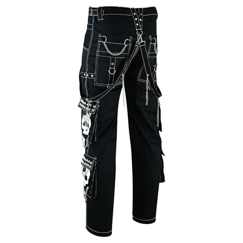 WMI Men's White Skull Bold Dark Gothic Fashion Pants - Edgy Streetwear with Unique Skull Design3