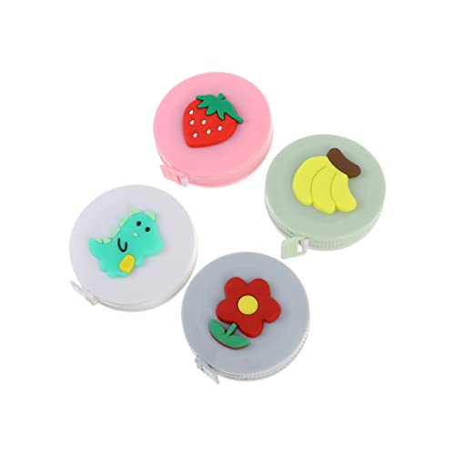 KALLORY 4pcs Mini Tape Measure Soft Round Fabric High Precision Retractable Easy to Carry Tailor Measuring Tool for Body Home Outdoor Use