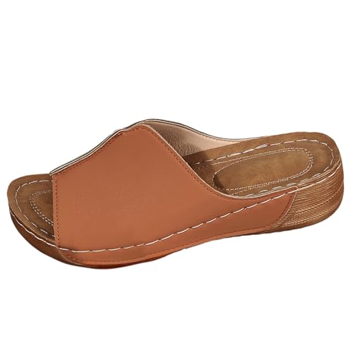 biJerou Sandalias para niña, tacones altos, beige, rojo, plano, plata, elegante, plataforma, zapatos de verano, sandalias para mujer, tacones dorados, plataformas, rojo, azul, A Braun., 36 EU