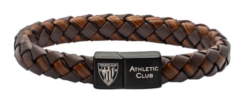 Athletic Club Pulsera de Cuero Trenzado, Negra, con Escudo