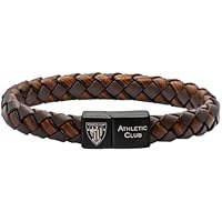 Athletic Club Pulsera de Cuero Trenzado, Negra, con Escudo