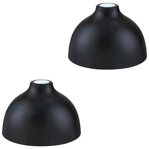 Image of Industrial 8.7 inch Metal Drum Replacement Shades,1.6 inch Fitter Opening for Threaded Medium Base Socket,H5.1 inch*D8.7 inch Black Finish 2 Pack